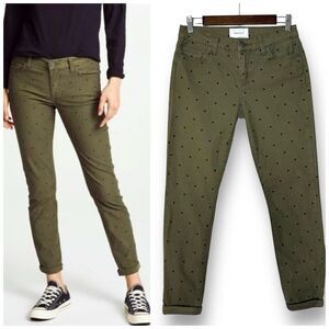 Current/Elliott Jeans 26‎ Anthropologie Cuffed Army Green Polka Dot Cropped